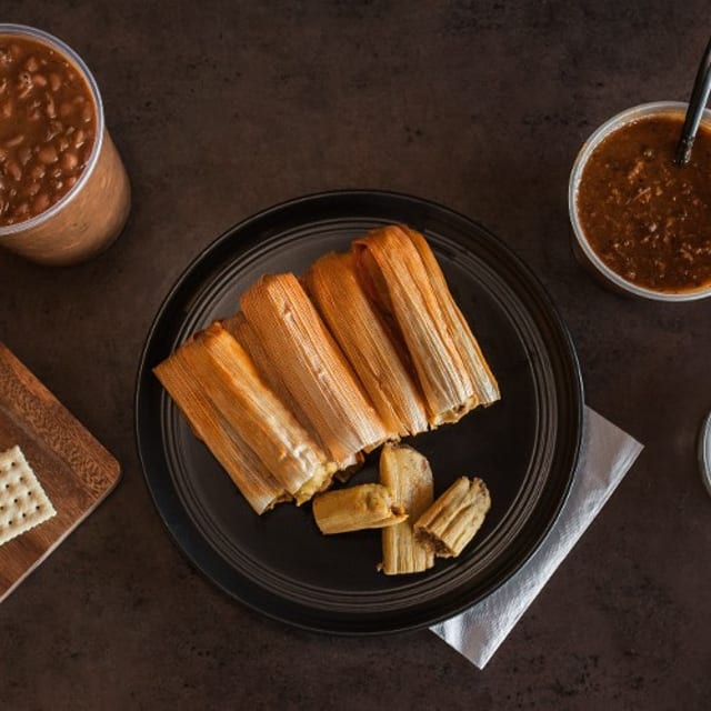Small Cold Ready to Reheat Pork Tamale Family Pack feeds 3-4.