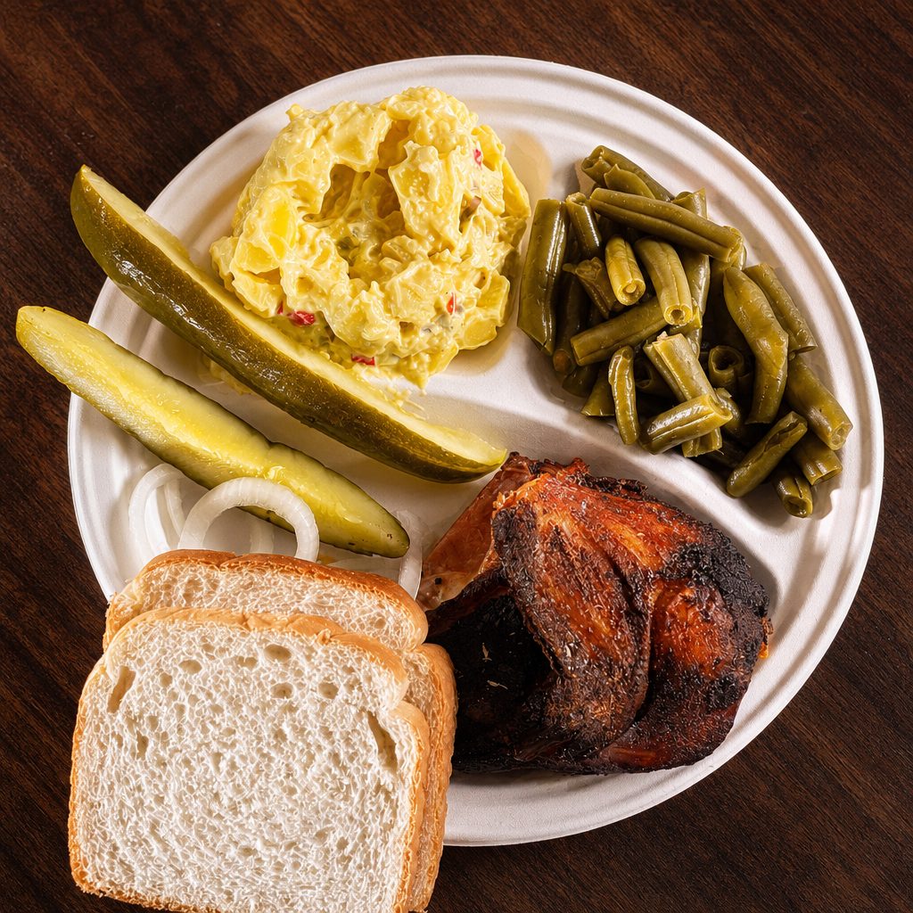 1/4 Fajita Smoked Chicken Plate.